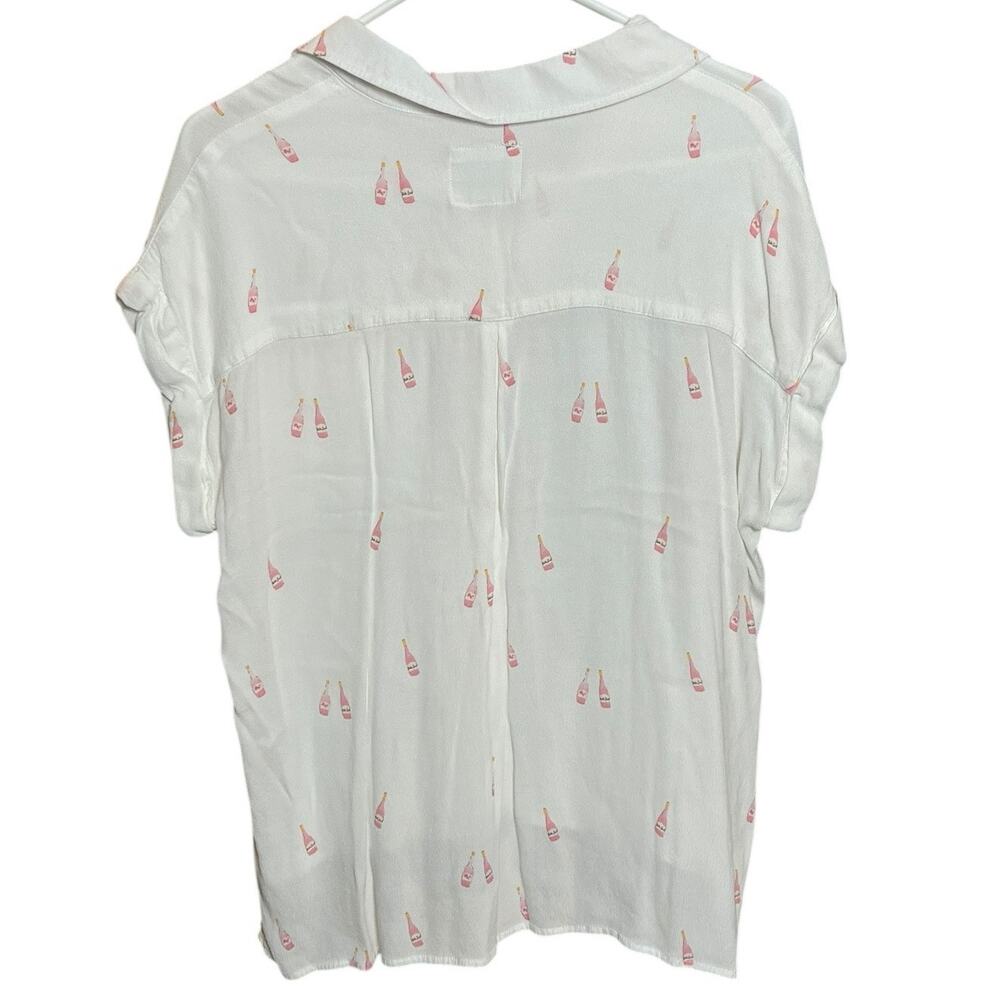 Rails Whitney Champagne Bottle Print Button Up Bl… - image 2